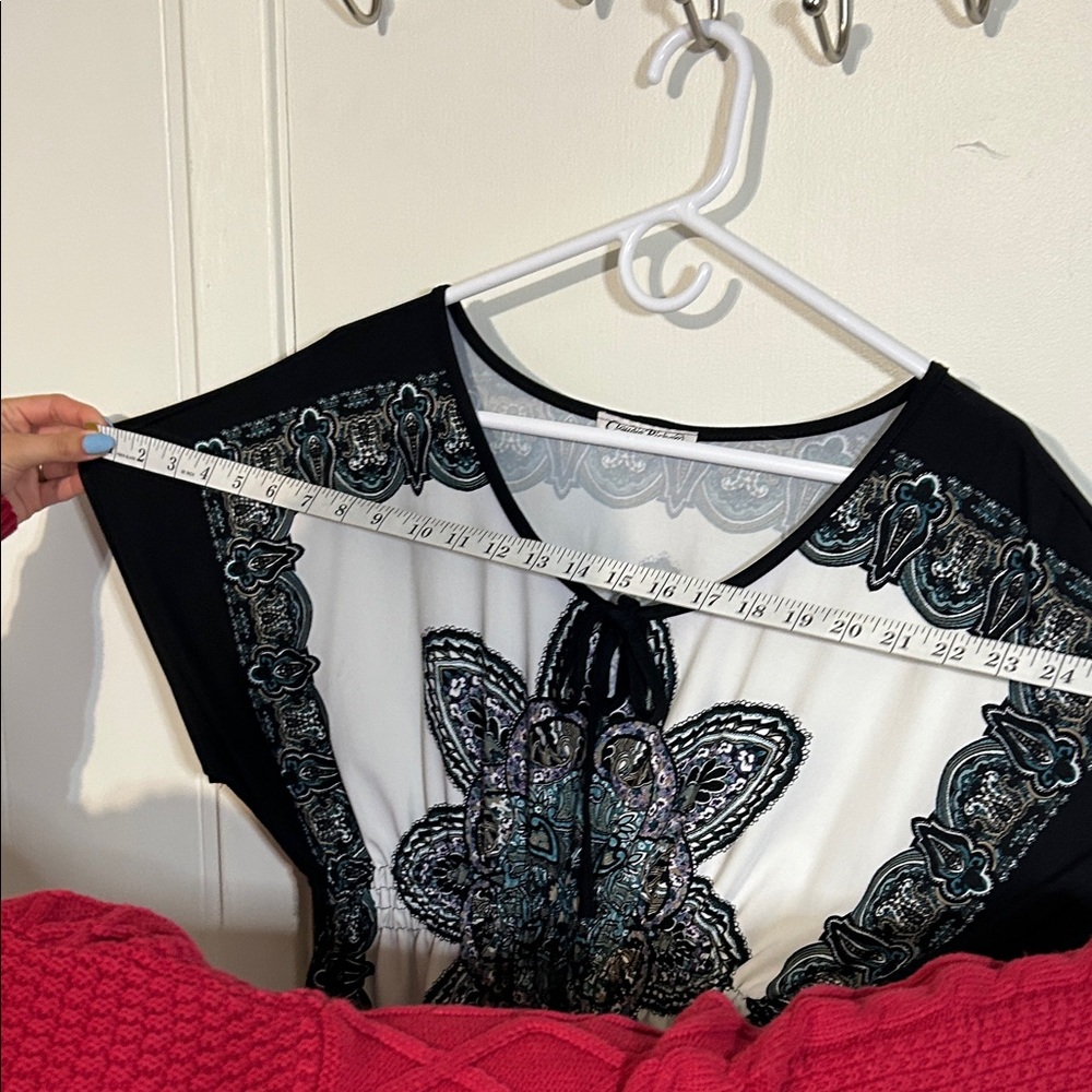 Claudia Richard Black and White Patterned Blouse - Picture 5 of 6